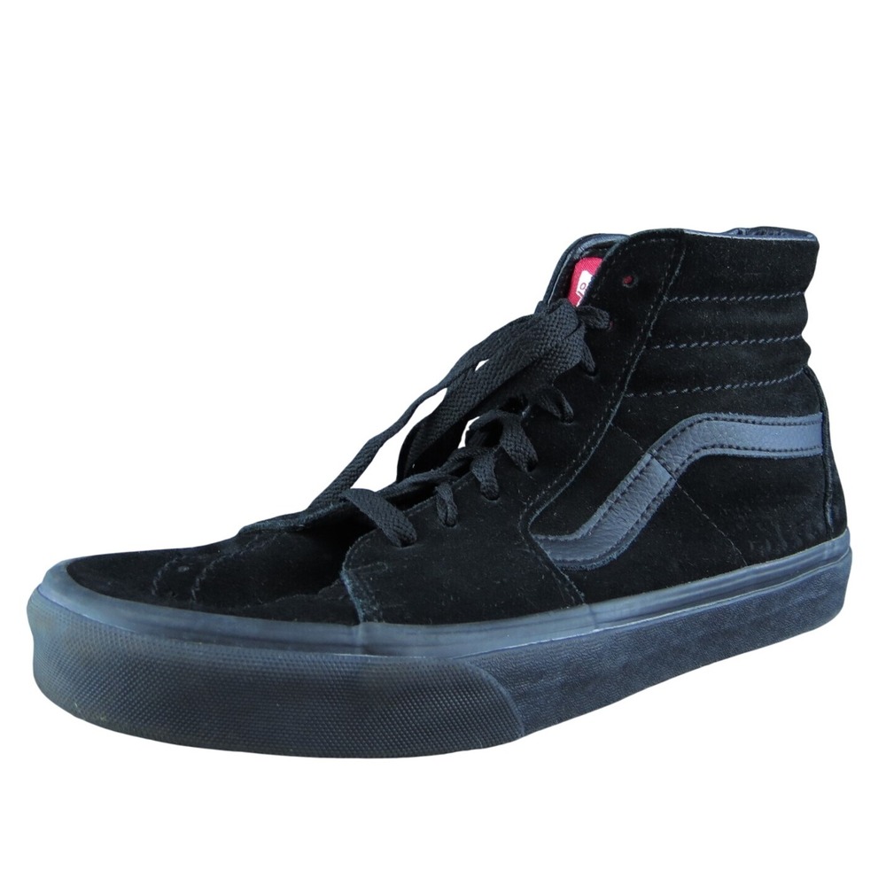 VANS Skateboarding Men Sneaker Shoes Black Leather Lace Up Size 7.5 Medium